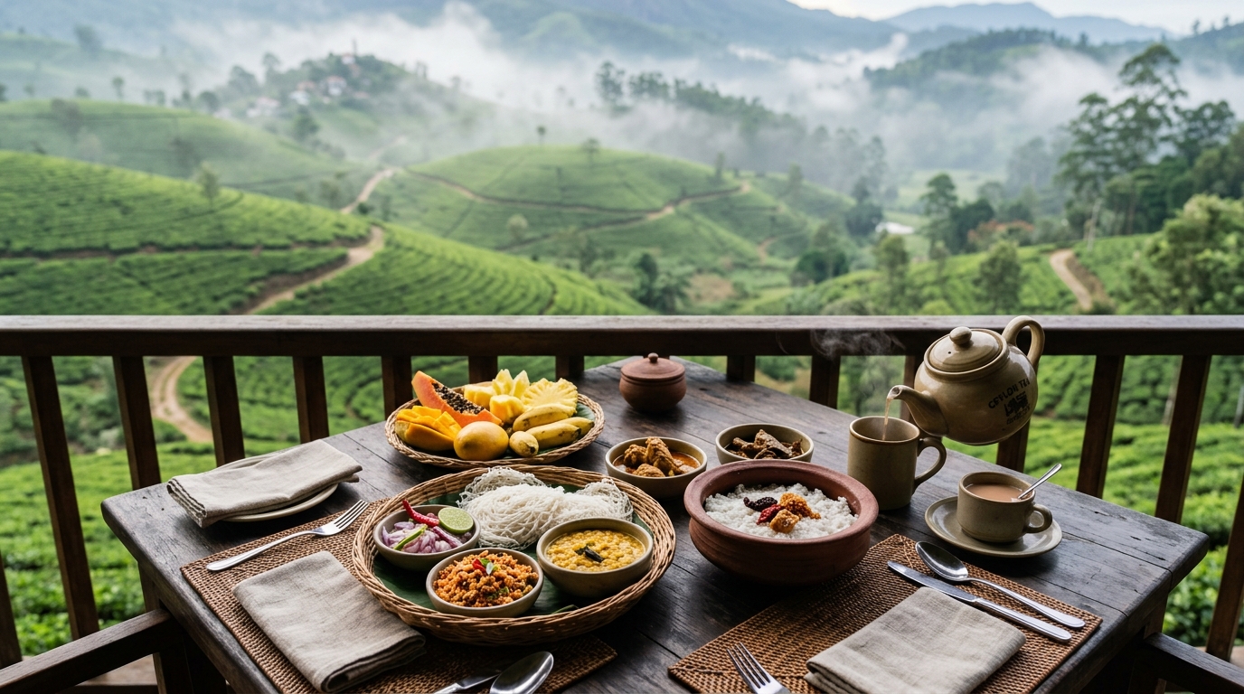 Sri Lankan Breakfast at Windy Hill viewpoint and Shalley-Ella,Demodara